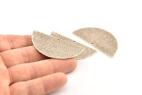 Semi Circle Charm, 2 Antique Silver Plated Brass Textured Half Moon Blanks With 1 Hole, Earrings, Pendants (50x24x0.80mm) D897 H1020