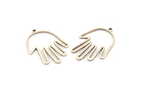 Silver Hand Charm, 12 Antique Silver Plated Brass Hand Charms With 1 Loop, Earrings, Findings (28x19x1mm) D1084 H1033
