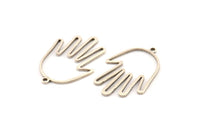 Silver Hand Charm, 12 Antique Silver Plated Brass Hand Charms With 1 Loop, Earrings, Findings (28x19x1mm) D1084 H1033