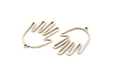 Silver Hand Charm, 12 Antique Silver Plated Brass Hand Charms With 1 Loop, Earrings, Findings (28x19x1mm) D1084 H1033