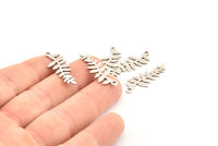 Gümüş Yaprak Tılsımı, 1 Döngülü 12 Antik Gümüş Kaplama Pirinç Yaprak Tılsımı, Kolye Uçları, Bulgular (28x11x0,80 mm) D1232 H1024