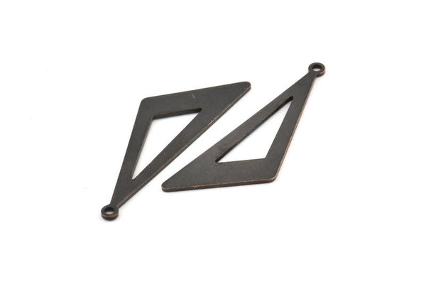 Black Triangle Charm, 10 Oxidized Black Brass Triangle Charms With 1 Loop, Charms, Earrings (38x12x0.80mm) D1127