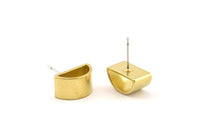 Half Moon Earring, 4 Raw Brass Semi Circle Thick Cut Stud Earrings, Jewelry Finding (8x16x0.8x0.8mm) D0143 A1204