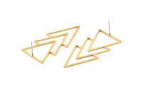 Brass Triangle Earring, 4 Raw Brass Triangle Stud Earrings (46x21x1mm) E034 A1216