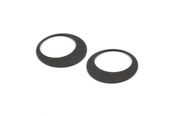 Black Round Charm, 24 Black Black Brass Hoop Charms, Earrings, Findings (17.5x0.60mm) D1170 S1043