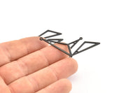 Black Triangle Charm, 24 Oxidized Black Brass Triangle Charms With 1 Loop, Charms, Earrings (32x10x1mm) D1098 S1042