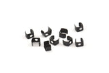 Black Crimp End, 50 Oxidized Black Brass Geometric Cap Connectors With 1 Hole, Findings (6x4mm) D1036 S1142