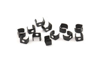 Black Crimp End, 50 Oxidized Black Brass Geometric Cap Connectors With 1 Hole, Findings (6x4mm) D1036 S1142