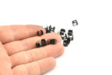 Black Crimp End, 50 Oxidized Black Brass Geometric Cap Connectors With 1 Hole, Findings (6x4mm) D1036 S1142