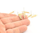 Brass Leaf Earring, 10 Raw Brass Branch Stud Earrings, Findings (20x5x0.80mm) D1154 A1224
