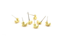 Brass Duck Earring, 6 Raw Brass Duck Stud Earrngs, Findings (8mm) N0895 A1239