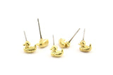 Brass Duck Earring, 6 Raw Brass Duck Stud Earrngs, Findings (8mm) N0895 A1239