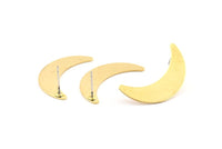 Brass Moon Earring, 8 Raw Brass Crescent Moon Stud Earrings (28x8x0.65mm) D949 A1220
