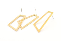 Brass Trapezoid Earring, 6 Raw Brass Trapezoid Stud Earrings (40x19x1mm) D1020 A1247
