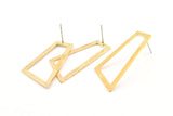 Brass Trapezoid Earring, 6 Raw Brass Trapezoid Stud Earrings (40x19x1mm) D1020 A1247
