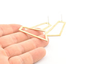 Brass Trapezoid Earring, 6 Raw Brass Trapezoid Stud Earrings (40x19x1mm) D1020 A1247
