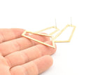 Brass Trapezoid Earring, 6 Raw Brass Trapezoid Stud Earrings (40x19x1mm) D1020 A1247