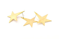 Brass Star Earring, 6 Raw Brass Long Star Stud Earrings (41x35x1mm) BS 2179 A1195