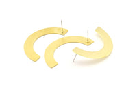 Brass Geometric Earring, 6 Raw Brass Semi Circle Blanks Stud Earrings (50x25x8x0.8mm) BS 1866 A1187