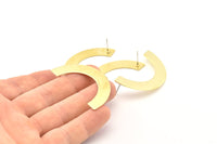 Brass Geometric Earring, 6 Raw Brass Semi Circle Blanks Stud Earrings (50x25x8x0.8mm) BS 1866 A1187