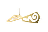 Brass Irregular Earring, 8 Raw Brass Irregular Stud Earrings (26x17x0.60mm) D1072 A1235
