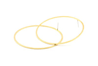 Brass Circle Earring, 4 Raw Brass Circle Stud Earrings (70x2x1mm) D1294 A1253