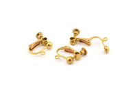 Screw Back Earring, 20 Raw Brass Screw Back Earring Findings (15x9mm) Brsl 15  Y032