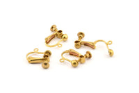 Screw Back Earring, 20 Raw Brass Screw Back Earring Findings (15x9mm) Brsl 15  Y032