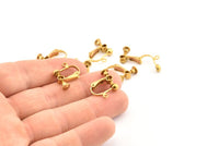 Screw Back Earring, 20 Raw Brass Screw Back Earring Findings (15x9mm) Brsl 15  Y032