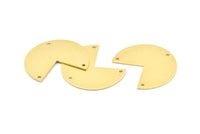 Brass Pizza Slice, 6 Raw Brass Three Quarters Stamping Blank Charms With 3 Holes, Pendants, Findings (30x35x0.80mm) A0390