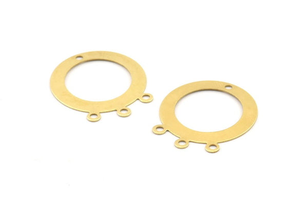 Pirinç Yuvarlak Charm, 1 Delik ve 3 Döngülü 24 Ham Pirinç Yuvarlak Charm, Küpeler, Kolyeler, Bulgular (23x26x0,40 mm) A1261