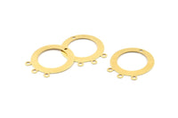 Pirinç Yuvarlak Charm, 1 Delik ve 3 Döngülü 24 Ham Pirinç Yuvarlak Charm, Küpeler, Kolyeler, Bulgular (23x26x0,40 mm) A1261