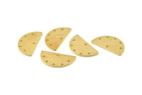 Semi Circle Charm, 12 Raw Brass Half Moon Blanks With 6 Holes, Earrings, Pendants (22x12x1mm) D973