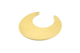 Brass Moon Charm, 12 Raw Brass Horn Charms With 2 Holes, Findings, Connectors (30x13.5x0.50mm) D1184