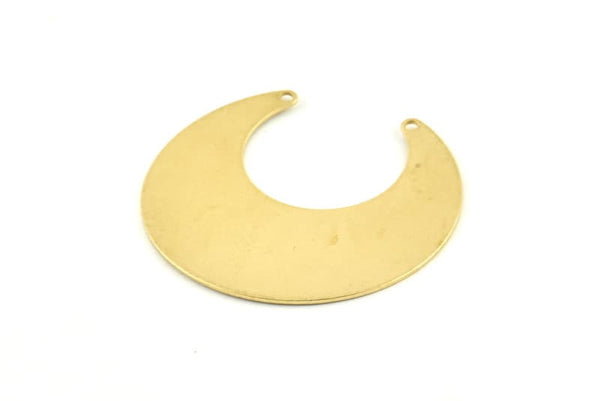 Brass Moon Charm, 12 Raw Brass Horn Charms With 2 Holes, Findings, Connectors (30x13.5x0.50mm) D1184
