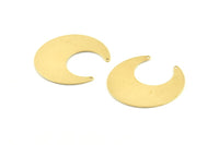 Brass Moon Charm, 12 Raw Brass Horn Charms With 2 Holes, Findings, Connectors (30x13.5x0.50mm) D1184