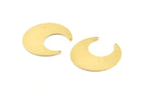 Brass Moon Charm, 12 Raw Brass Horn Charms With 2 Holes, Findings, Connectors (30x13.5x0.50mm) D1184
