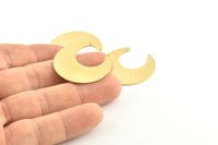 Brass Moon Charm, 12 Raw Brass Horn Charms With 2 Holes, Findings, Connectors (30x13.5x0.50mm) D1184