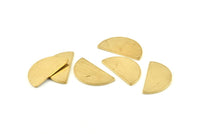 Semi Circle Blank, 12 Raw Brass Half Moon Blanks Without Holes (22x12x1mm) D1091