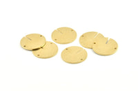 Brass Round Charm, 8 Raw Brass Coin Charms With 2 Holes, Connectors, Pendnats, Earrings, Findings (20x1mm) D1153