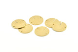 Brass Round Charm, 8 Raw Brass Coin Charms With 2 Holes, Connectors, Pendnats, Earrings, Findings (20x1mm) D1153