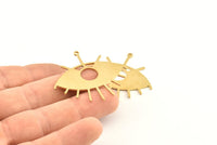 Brass Eye Charm, 6 Raw Brass Eye Charms With 1 Loop, Pendants, Earrings (43x39x1mm) D1176