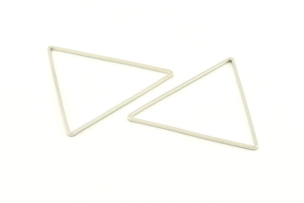 Silver Triangle Charm, 12 Silver Tone Brass Triangle Rings, Findings (44x39x1mm) D1292