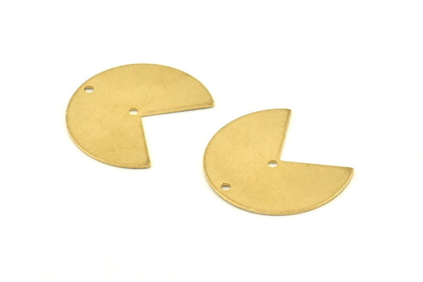 Brass Geometric Charm, 24 Raw Brass Pizza Slice Charms With 2 Holes, Pendants, Connectors (20x17x0.50mm) D1065