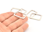 Gümüş Dikdörtgen Charm, 1 Delikli Küpeli 6 Antik Gümüş Kaplamalı Pirinç Dikdörtgen Charm, Bulgular (30x21x1mm) D1157 H1041