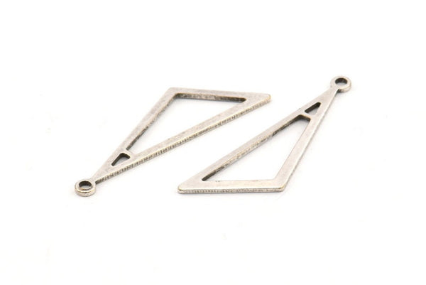 Gümüş Üçgen Charm, 1 Döngülü 24 Antik Gümüş Kaplama Pirinç Üçgen Charm, Charmlar, Küpeler (32x10x1mm) D1098 H1035
