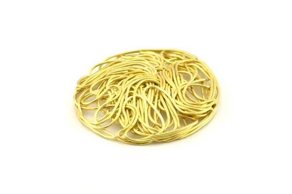 Brass Round Charm, 4 Raw Brass Wire Charms, Earrings, Findings (30mm) D1237