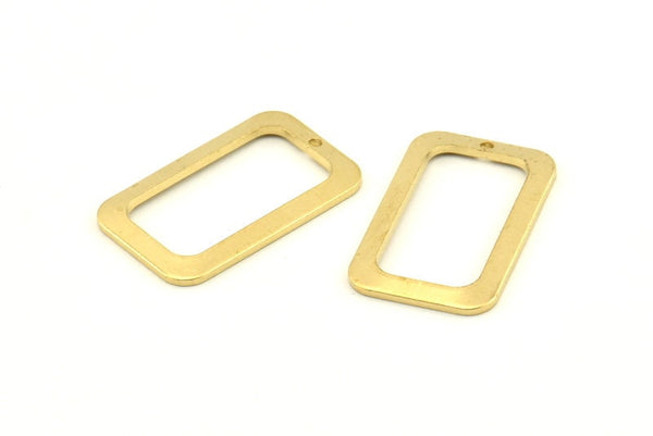 Brass Rectangle Charm, 10 Raw Brass Rectangle Charms With 1 Hole, Earrings, Findings (25x15x1mm) D1156
