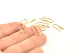 Brass Ear Hooks, 12 Raw Brass Earring Wires, Earring Hooks (19mm) D1325