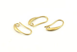 Brass Ear Hooks, 12 Raw Brass Earring Wires, Earring Hooks (19mm) D1329